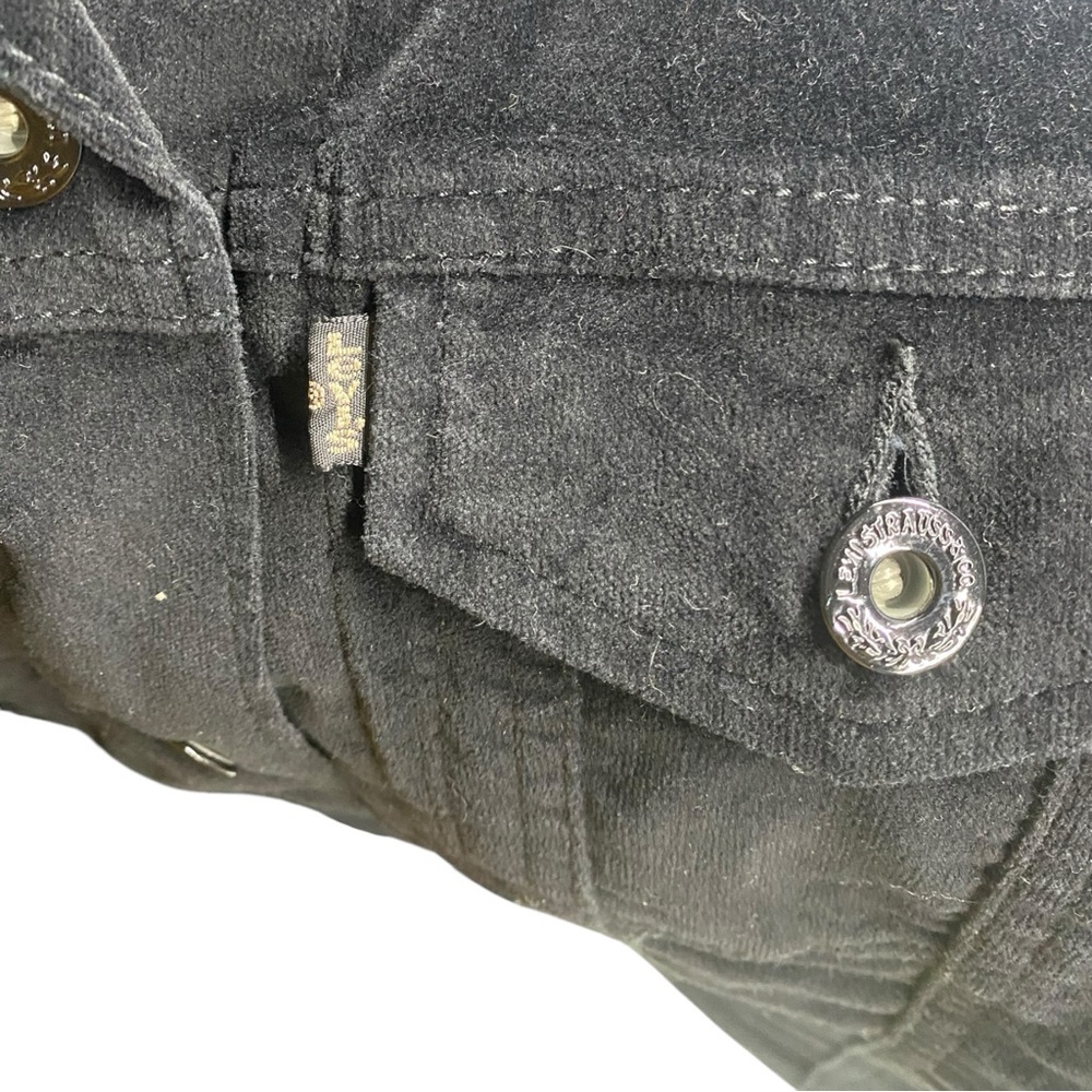 Levi’s Kids Black Velvet Trucker Jacket Silver Tab Button Up Children Size Small